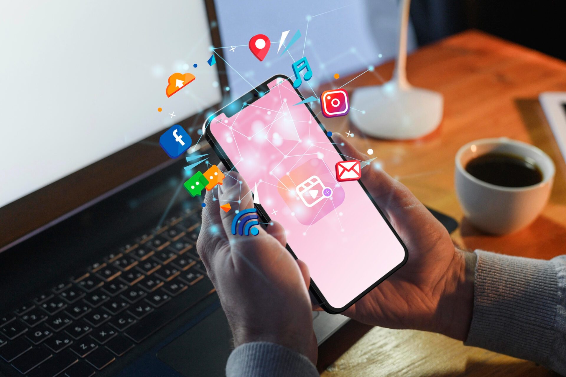 Hands holding smartphone social media concept Hands holding smartphone social media concept<br />